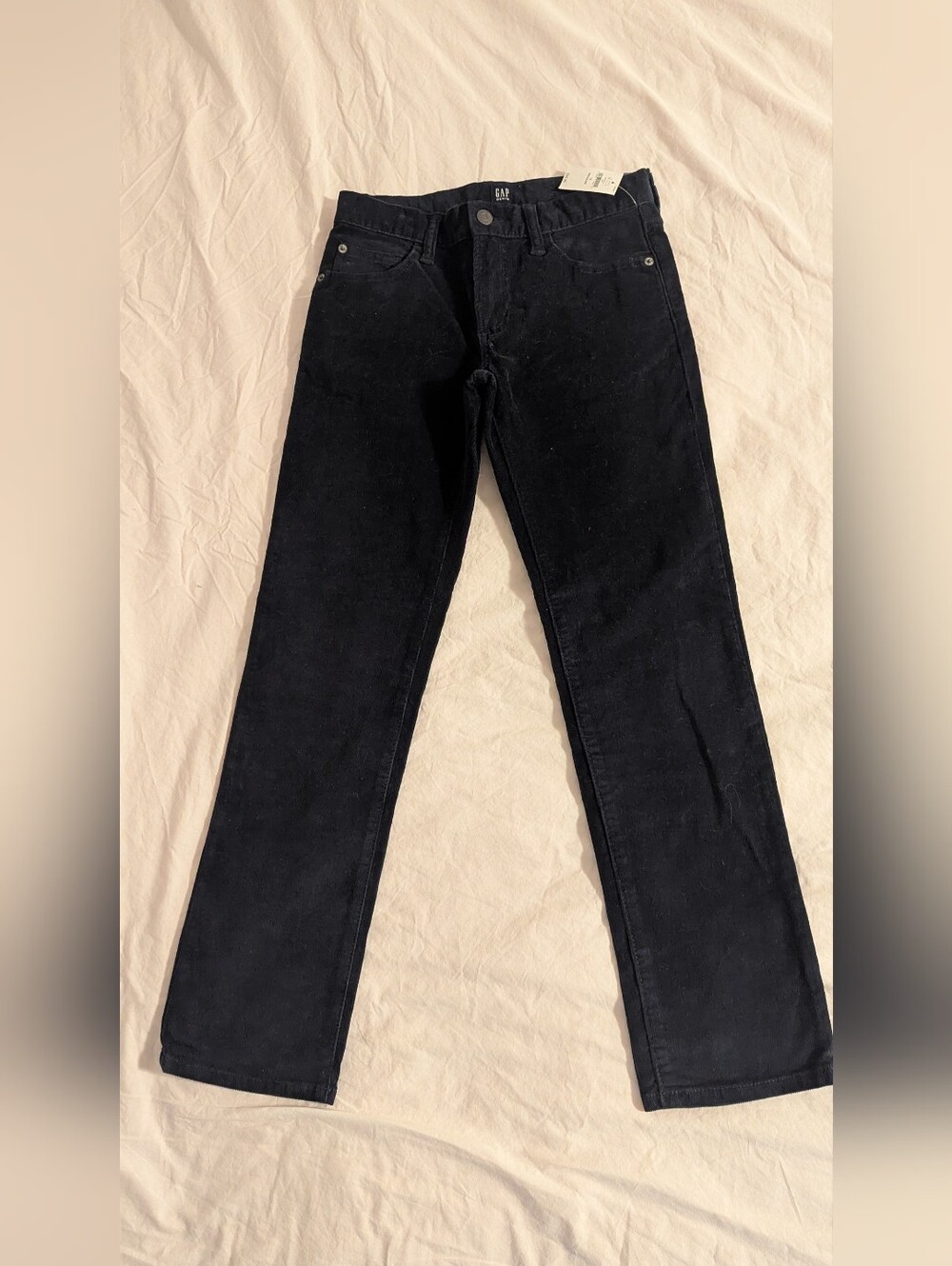 Gap Pants Corduroys High Stretch Slim Boys 12 Navy Blue Adjustable Waist NWT